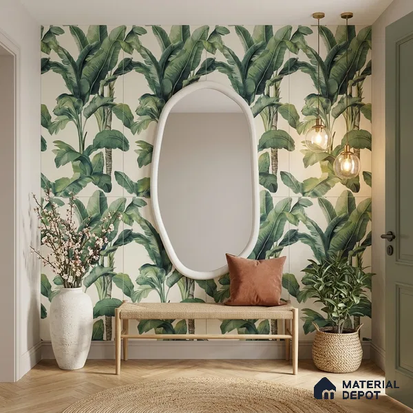 Floral Wall Tile TL 07191 D Floreale Fiore Navy 4 ft x 2 ft Vitrified Matte Finish - 9 mm | Suitable for Bathroom, Accent/Feature Wall, Foyer