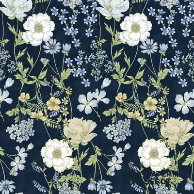 Floral Wall Tile TL 07191 D Floreale Fiore Navy 4 ft x 2 ft Vitrified Matte Finish - 9 mm | Suitable for Bathroom, Accent/Feature Wall, Foyer