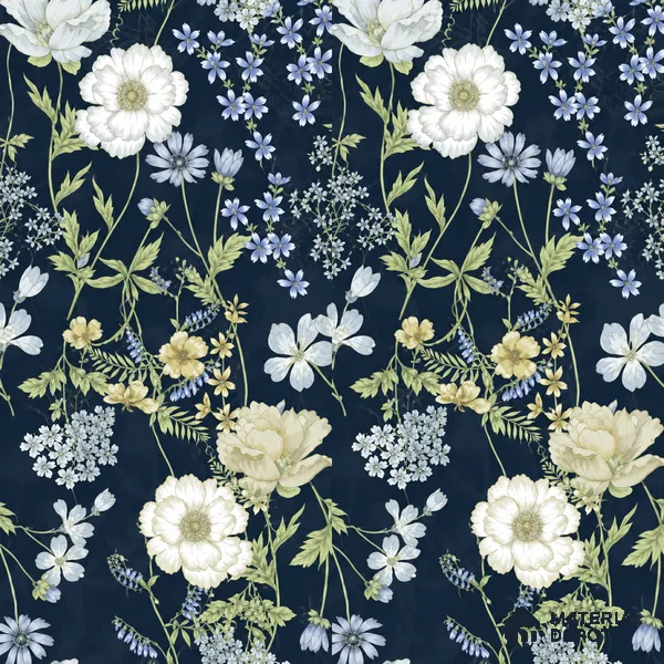 Floral Wall Tile TL 07191 D Floreale Fiore Navy 4 ft x 2 ft Vitrified Matte Finish - 9 mm | Suitable for Bathroom, Accent/Feature Wall, Foyer
