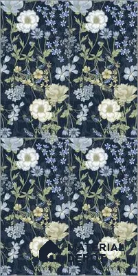 Floral Wall Tile TL 07191 D Floreale Fiore Navy 4 ft x 2 ft Vitrified Matte Finish - 9 mm | Suitable for Bathroom, Accent/Feature Wall, Foyer