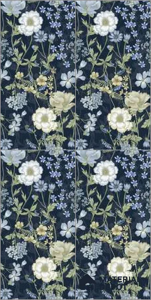 Floral Wall Tile TL 07191 D Floreale Fiore Navy 4 ft x 2 ft Vitrified Matte Finish - 9 mm | Suitable for Bathroom, Accent/Feature Wall, Foyer
