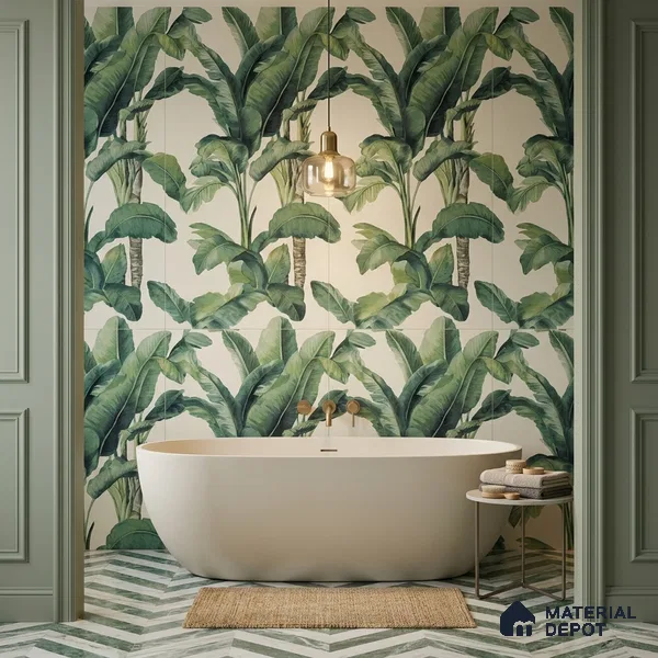 Floral Wall Tile TL 07191 D Floreale Fiore Navy 4 ft x 2 ft Vitrified Matte Finish - 9 mm | Suitable for Bathroom, Accent/Feature Wall, Foyer