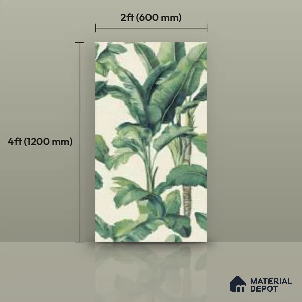 Tropical Wall Tile TL 07191 E Leanna Ivory Decor 2 ft x 4 ft Vitrified Matte Finish - 9 mm | Suitable for Bathroom, Accent/Feature Wall, Dining Area