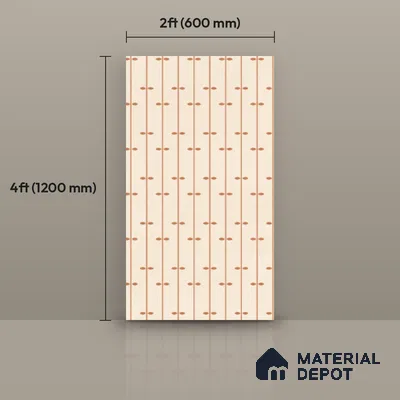 Wall Tile TL 10984 B | Arebic Red Decor | 4 ft x 2 ft Crits Micro Matte Finish Porcelain Tile - 9 mm | Suitable for Bathroom, Accent/Feature Wall, Dining Area | 3 mm Spacer Required