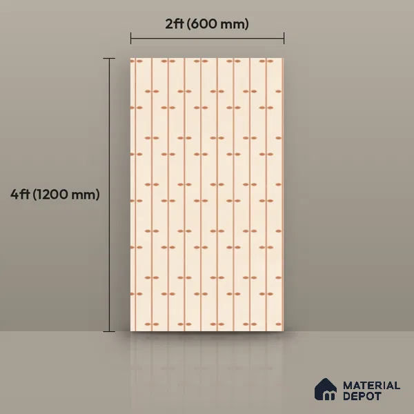 Wall Tile TL 10984 B | Arebic Red Decor | 4 ft x 2 ft Crits Micro Matte Finish Porcelain Tile - 9 mm | Suitable for Bathroom, Accent/Feature Wall, Dining Area | 3 mm Spacer Required