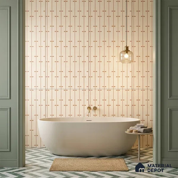 Wall Tile TL 10984 B | Arebic Red Decor | 4 ft x 2 ft Crits Micro Matte Finish Porcelain Tile - 9 mm | Suitable for Bathroom, Accent/Feature Wall, Dining Area | 3 mm Spacer Required