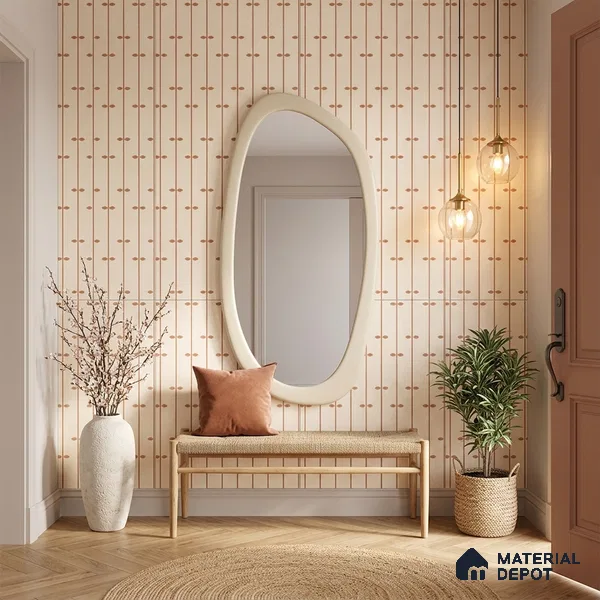Wall Tile TL 10984 B | Arebic Red Decor | 4 ft x 2 ft Crits Micro Matte Finish Porcelain Tile - 9 mm | Suitable for Bathroom, Accent/Feature Wall, Dining Area | 3 mm Spacer Required