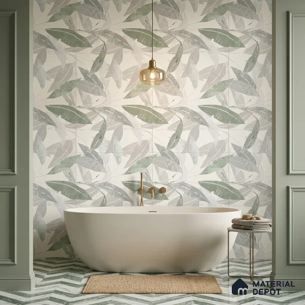 Tropical Wall Tile TL 07852 B Tropical Beige Decor 4 ft x 2 ft Vitrified Matte Finish - 9 mm | Suitable for Bathroom, Accent/Feature Wall, Basin Area | 1 1 1 Random Design