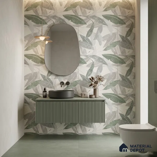 Tropical Wall Tile TL 07852 B Tropical Beige Decor 4 ft x 2 ft Vitrified Matte Finish - 9 mm | Suitable for Bathroom, Accent/Feature Wall, Basin Area | 1 1 1 Random Design