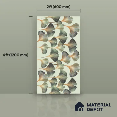 Tropical Wall Tile TL 12838 Corias Green Decor 4 ft x 2 ft Matte Finish Vitrified Tile - 9 mm | Suitable For Bathroom, Kitchen, Balcony