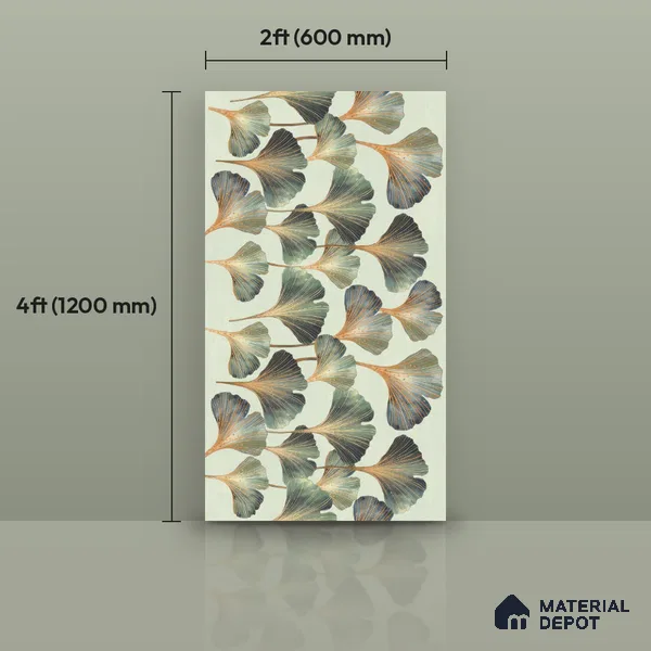 Tropical Wall Tile TL 12838 Corias Green Decor 4 ft x 2 ft Matte Finish Vitrified Tile - 9 mm | Suitable For Bathroom, Kitchen, Balcony