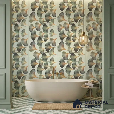 Tropical Wall Tile TL 12838 Corias Green Decor 4 ft x 2 ft Matte Finish Vitrified Tile - 9 mm | Suitable For Bathroom, Kitchen, Balcony