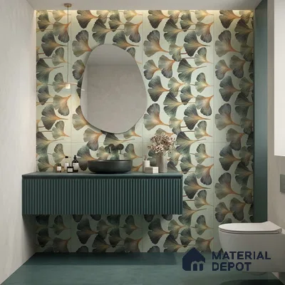 Tropical Wall Tile TL 12838 Corias Green Decor 4 ft x 2 ft Matte Finish Vitrified Tile - 9 mm | Suitable For Bathroom, Kitchen, Balcony