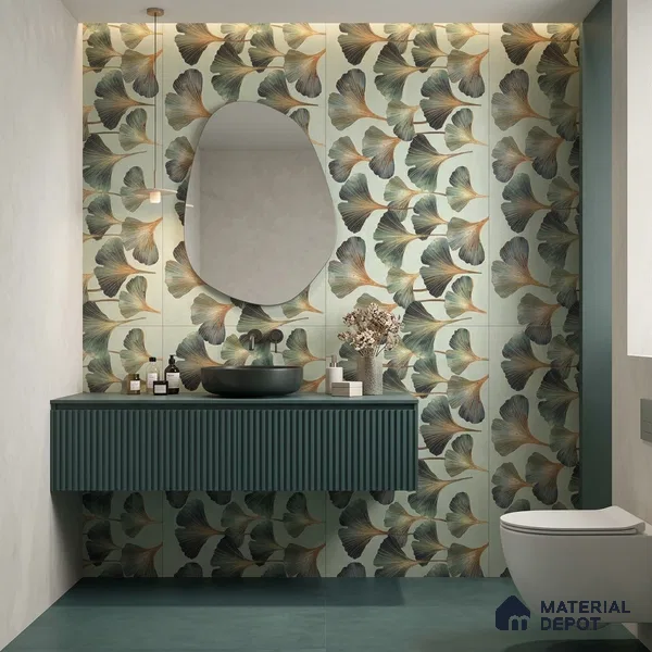 Tropical Wall Tile TL 12838 Corias Green Decor 4 ft x 2 ft Matte Finish Vitrified Tile - 9 mm | Suitable For Bathroom, Kitchen, Balcony