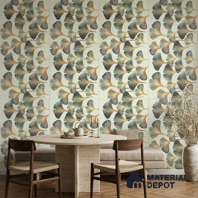 Tropical Wall Tile TL 12838 Corias Green Decor 4 ft x 2 ft Matte Finish Vitrified Tile - 9 mm | Suitable For Bathroom, Kitchen, Balcony