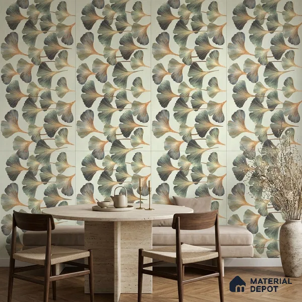 Tropical Wall Tile TL 12838 Corias Green Decor 4 ft x 2 ft Matte Finish Vitrified Tile - 9 mm | Suitable For Bathroom, Kitchen, Balcony
