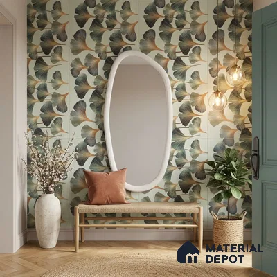 Tropical Wall Tile TL 12838 Corias Green Decor 4 ft x 2 ft Matte Finish Vitrified Tile - 9 mm | Suitable For Bathroom, Kitchen, Balcony