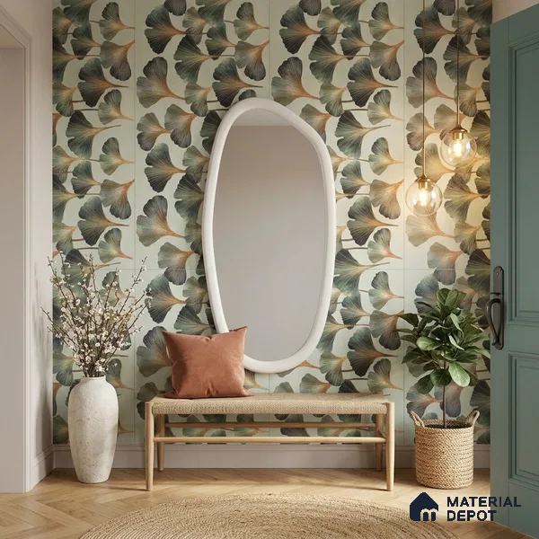 Tropical Wall Tile TL 12838 Corias Green Decor 4 ft x 2 ft Matte Finish Vitrified Tile - 9 mm | Suitable For Bathroom, Kitchen, Balcony