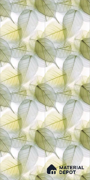 Tropical Wall Tile TL 08771  Royal Foliage Green 4 ft x 2 ft Vitrified Carving Matte Finish - 9 mm | Suitable for Bathroom, Accent/Feature Wall, Dining Area