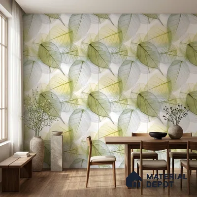 Tropical Wall Tile TL 08771  Royal Foliage Green 4 ft x 2 ft Vitrified Carving Matte Finish - 9 mm | Suitable for Bathroom, Accent/Feature Wall, Dining Area