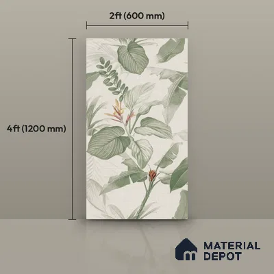 Tropical Wall Tile TL 10762 Fabric Tropical A 4 ft x 2 ft Matte Finish Vitrified Tile - 10 mm | Suitable for Bathroom, Accent/Feature Wall, Basin Area