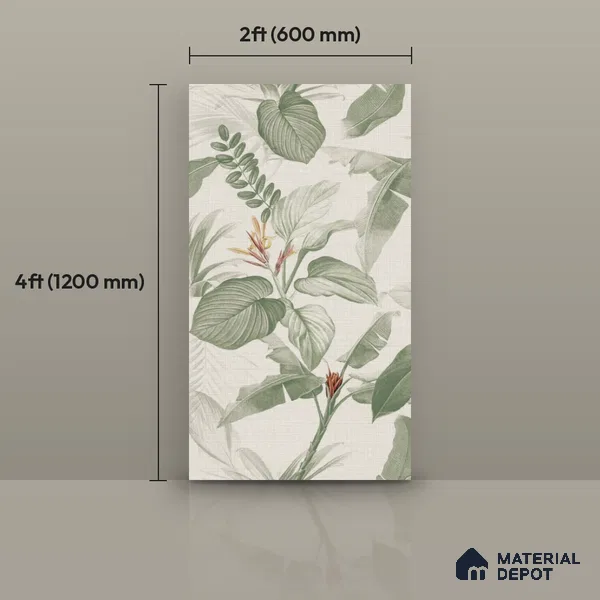 Tropical Wall Tile TL 10762 Fabric Tropical A 4 ft x 2 ft Matte Finish Vitrified Tile - 10 mm | Suitable for Bathroom, Accent/Feature Wall, Basin Area