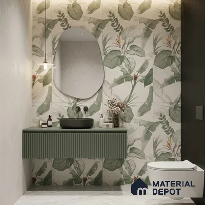 Tropical Wall Tile TL 10762 Fabric Tropical A 4 ft x 2 ft Matte Finish Vitrified Tile - 10 mm | Suitable for Bathroom, Accent/Feature Wall, Basin Area