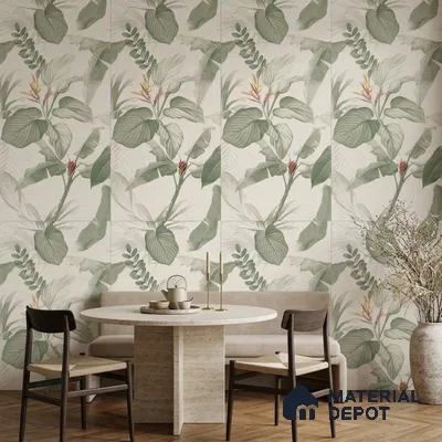 Tropical Wall Tile TL 10762 Fabric Tropical A 4 ft x 2 ft Matte Finish Vitrified Tile - 10 mm | Suitable for Bathroom, Accent/Feature Wall, Basin Area