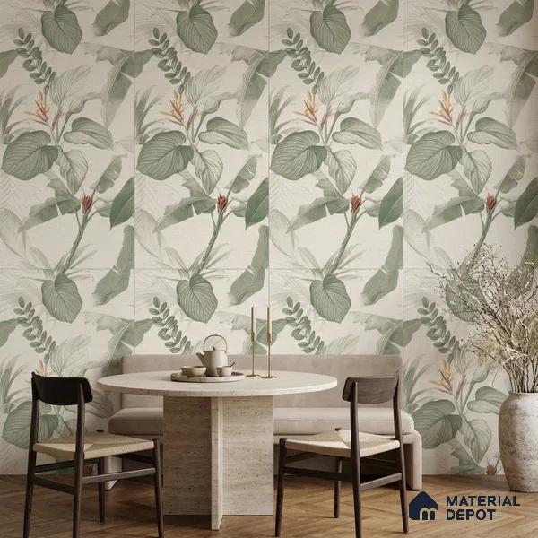 Tropical Wall Tile TL 10762 Fabric Tropical A 4 ft x 2 ft Matte Finish Vitrified Tile - 10 mm | Suitable for Bathroom, Accent/Feature Wall, Basin Area