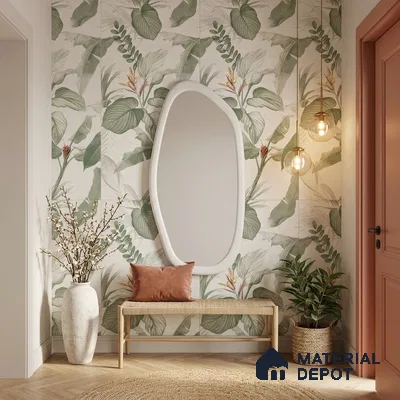 Tropical Wall Tile TL 10762 Fabric Tropical A 4 ft x 2 ft Matte Finish Vitrified Tile - 10 mm | Suitable for Bathroom, Accent/Feature Wall, Basin Area
