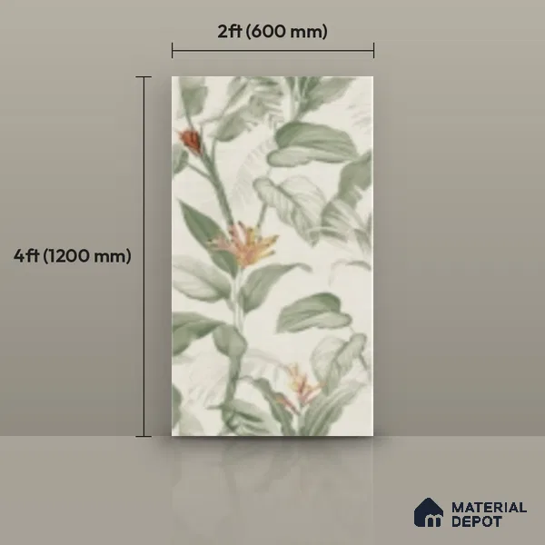 Tropical Wall Tile TL 10762 B Fabric Tropical B 4 ft x 2 ft Matte Finish Vitrified Tile - 10 mm | Suitable for Bathroom, Accent/Feature Wall, Basin Area