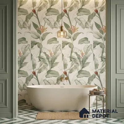 Tropical Wall Tile TL 10762 B Fabric Tropical B 4 ft x 2 ft Matte Finish Vitrified Tile - 10 mm | Suitable for Bathroom, Accent/Feature Wall, Basin Area