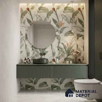 Tropical Wall Tile TL 10762 B Fabric Tropical B 4 ft x 2 ft Matte Finish Vitrified Tile - 10 mm | Suitable for Bathroom, Accent/Feature Wall, Basin Area