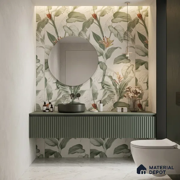 Tropical Wall Tile TL 10762 B Fabric Tropical B 4 ft x 2 ft Matte Finish Vitrified Tile - 10 mm | Suitable for Bathroom, Accent/Feature Wall, Basin Area