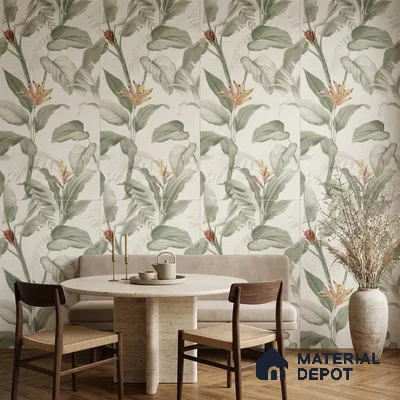 Tropical Wall Tile TL 10762 B Fabric Tropical B 4 ft x 2 ft Matte Finish Vitrified Tile - 10 mm | Suitable for Bathroom, Accent/Feature Wall, Basin Area