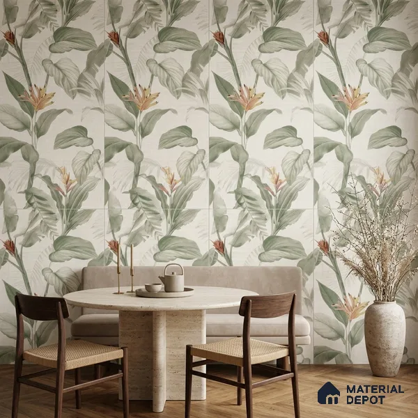 Tropical Wall Tile TL 10762 B Fabric Tropical B 4 ft x 2 ft Matte Finish Vitrified Tile - 10 mm | Suitable for Bathroom, Accent/Feature Wall, Basin Area