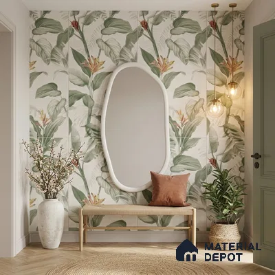 Tropical Wall Tile TL 10762 B Fabric Tropical B 4 ft x 2 ft Matte Finish Vitrified Tile - 10 mm | Suitable for Bathroom, Accent/Feature Wall, Basin Area