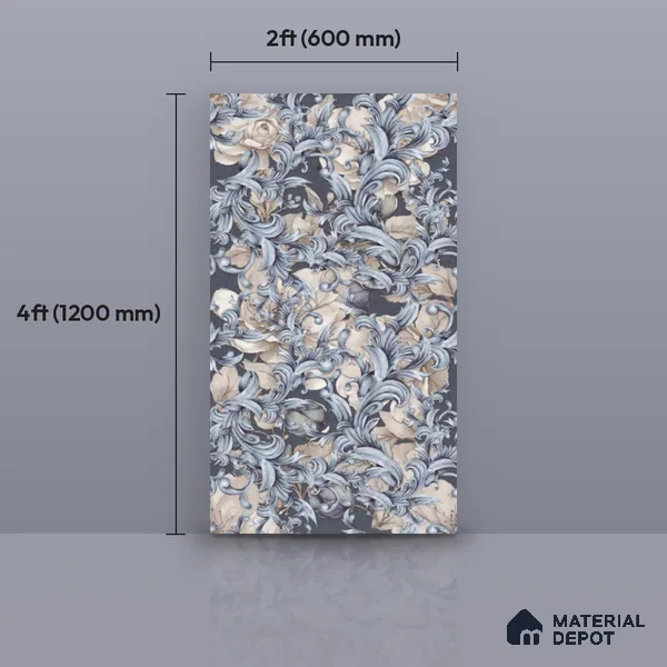 Tropical Wall Tile TL 10758 Marly Baroque 4 ft x 2 ft Matte Finish Vitrified Tile - 10 mm | Suitable for Bathroom, Accent/Feature Wall, Bedroom