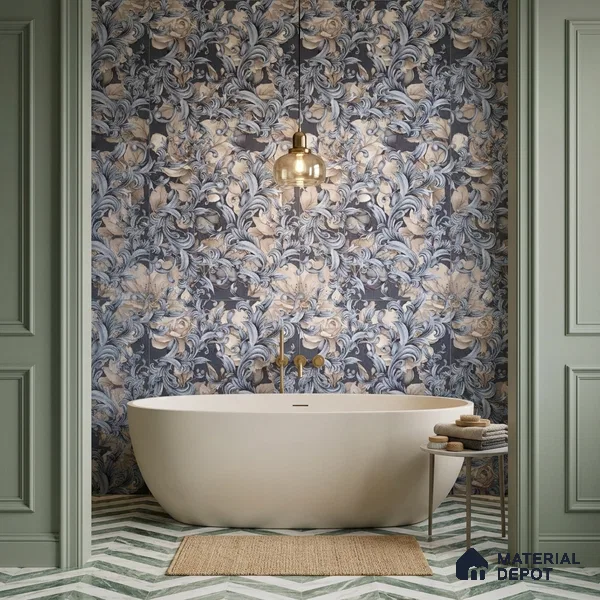 Tropical Wall Tile TL 10758 Marly Baroque 4 ft x 2 ft Matte Finish Vitrified Tile - 10 mm | Suitable for Bathroom, Accent/Feature Wall, Bedroom