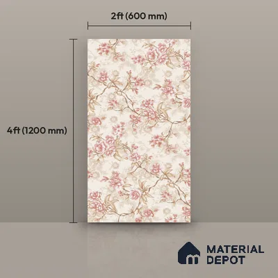 Tropical Wall Tile TL 12125 F Retina Wine Bloom 4 ft x 2 ft Vitrified Matte Finish - 9 mm | Suitable for Bathroom, Accent/Feature Wall, Dining Area