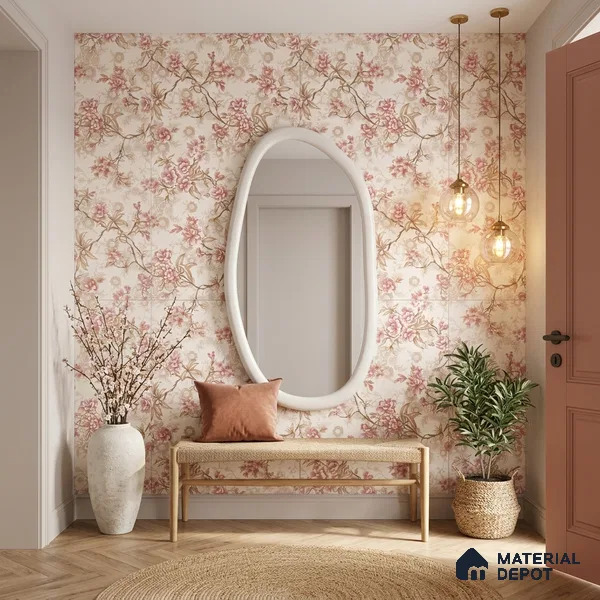 Tropical Wall Decor Tile TL 11709 | 4 ft x 2 ft Vitrified Glue Double Digital Tile - 9 mm | Suitable for Bathroom, Accent/Feature Wall, Bedroom