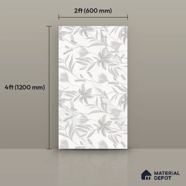 Floral Wall Tile TL 12241 Oriana Waterpaint Decore 4 ft x 2 ft Double Digital Finish Vitrified Tile - 9 mm | 2 Random Designs | Suitable for Bathroom, Accent/Feature Wall, Dining Area