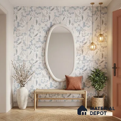 Tropical Wall Tropical Tile TL 11830 C | 4 ft x 2 ft Vitrified Carving Matte Tile - 9 mm | Suitable for Bathroom, Accent/Feature Wall, Foyer
