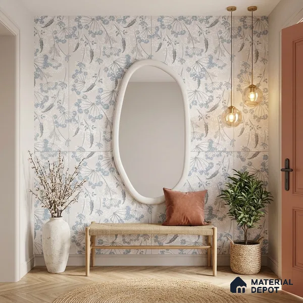 Tropical Wall Tropical Tile TL 11830 C | 4 ft x 2 ft Vitrified Carving Matte Tile - 9 mm | Suitable for Bathroom, Accent/Feature Wall, Foyer