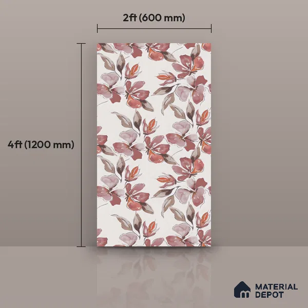 Tropical Wall Decor Tile TL 11707 | 4 ft x 2 ft Vitrified Glue Double Digital Tile - 9 mm | Suitable for Bathroom, Accent/Feature Wall, Dining Area