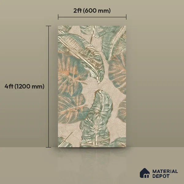 Tropical Wall & Floor Tile TL 11864 | 4 ft x 2 ft Vitrified Double Digital Matte Tile - 9 mm | Suitable for Bathroom, Accent/Feature Wall, Foyer
