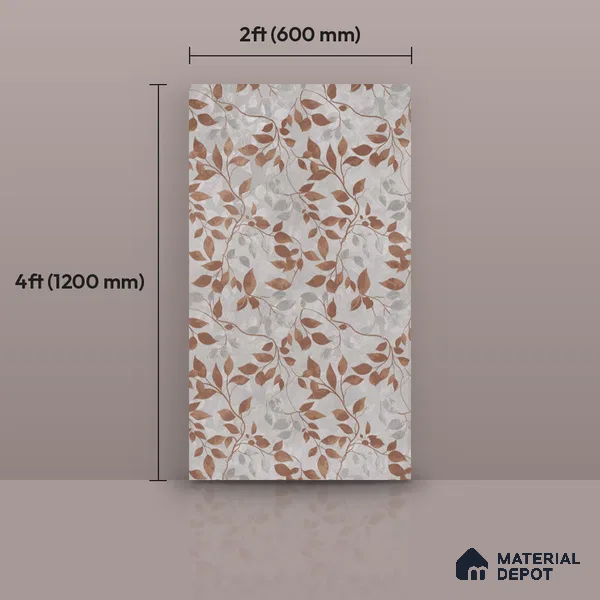 Tropical Wall Tropical Tile TL 11821 C | 4 ft x 2 ft Vitrified Carving Matte Tile - 9 mm | Suitable for Bathroom, Accent/Feature Wall, Dining Area