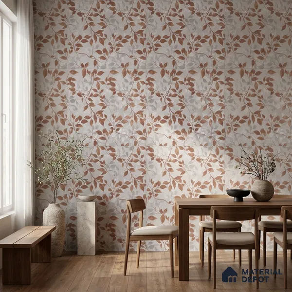 Tropical Wall Tropical Tile TL 11821 C | 4 ft x 2 ft Vitrified Carving Matte Tile - 9 mm | Suitable for Bathroom, Accent/Feature Wall, Dining Area