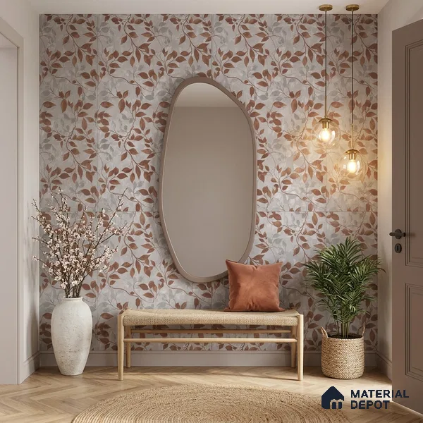 Tropical Wall Tropical Tile TL 11821 C | 4 ft x 2 ft Vitrified Carving Matte Tile - 9 mm | Suitable for Bathroom, Accent/Feature Wall, Dining Area