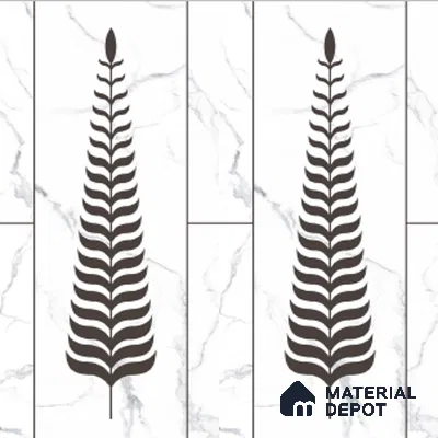 Wall Tile TL 10988 B | Florest White Leaf Decor 1 | 4 ft x 2 ft Crits Micro Matte Finish Porcelain Tile - 9 mm | Suitable for Bathroom, Accent/Feature Wall, Foyer | 3 mm Spacer Required